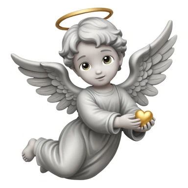 grey flying angel kid made in stone sticker