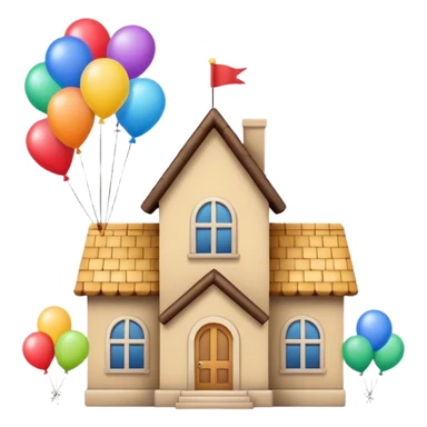 beije house with balloons on top sticker