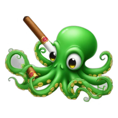 green octopus with a cigar sticker