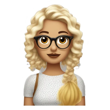 que sea una chica con cabello color cafe y con gafas doradas y delgaditas pero muy bella que sea blanca de piel juento a  un chico con dos lunares arriba de la boca y peinado de sombrillita pero muy bello sticker