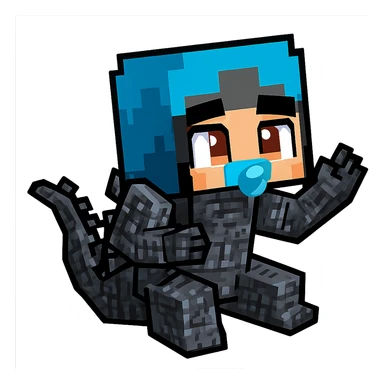 Extract and isolate the blue-armored Minecraft character from the image, preserving the original Minecraft pixel art style, colors, and transparent background. sticker