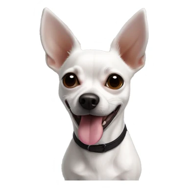 White Chihuahua Jack Russel cross breed black pointy ears tongue out sticker