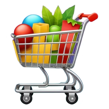 Create a round sticker with a dark black background inside the circle, dynamic edges that smoothly transition step-by-step from green to yellow to red to purple, a small shopping cart icon in the center, the title text ‘New stock soon’, where the word ‘soon’ is blinking in bright blue color.” sticker