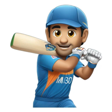 Ms dhoni with bat sticker