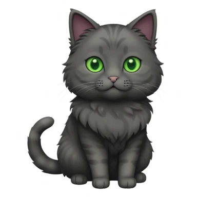 full body solid dark grey cat with green eyes and white paws sticker