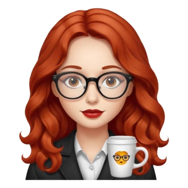 ABeautiful girl, red hair,wavy hair，long hair,Black eyes,Chinese con lentes ojos cafés oscuros sticker