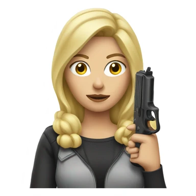 Blonde woman with a gun sticker