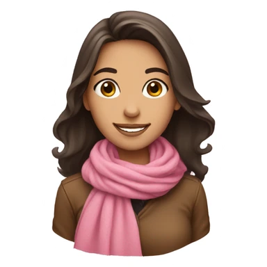 Brunette girl smiling wearing a pink scarf  sticker