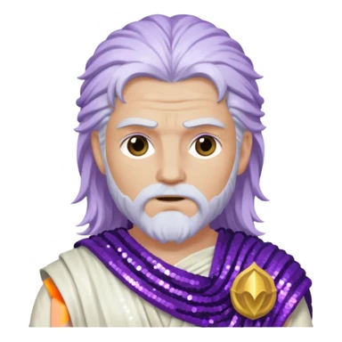Jupiter Thunder God with long white hair, purple sequin toga sticker