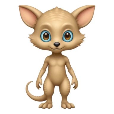 full body cute humanoid peacefull alien furry with 2 legs and eye stalks stands upright and looks intelligent ...wears clothing. not green..looks happy and cudly... has 3 eyes sticker