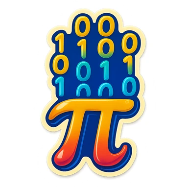  combine the π (pi) math symbol, binary code emerging from it. sticker