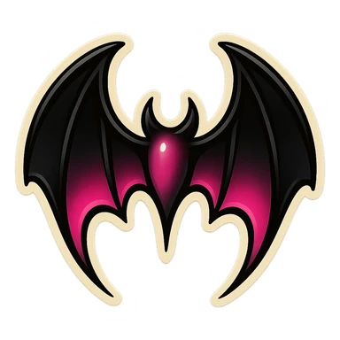 gothic bat wings, black and pink colors sticker