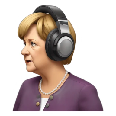 Angela Merkel listening to loud music on her headphones sticker