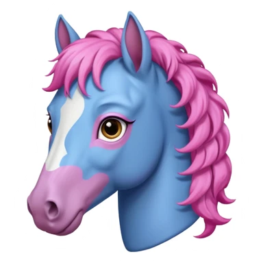  horse with curly and blue pink hair  sticker