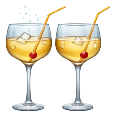 two cocktail cheers each other, without fruit, without tube sticker