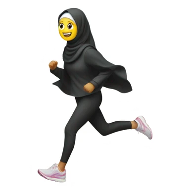 running with hijab beside the beach sticker