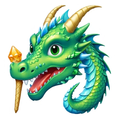 Un dragon pailleté brillant qui mange une glace sticker