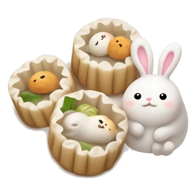 Dim sum with cute bunny sticker