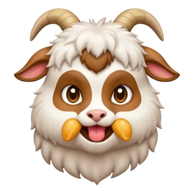 chibi goat emoji, eating meat, in a anime style sticker