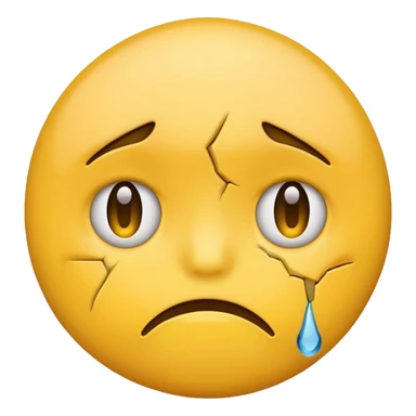 Sad emojis with crack in the middle sticker