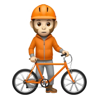 monkey wearing orange bicycle helmet, sweatshirt sticker