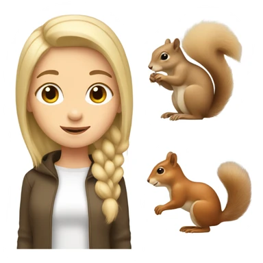 girl with blonde hair and a squirrel  sticker