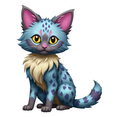 Colorful exotic Fantasy-Ragdoll-Fakémon-Lykoi-feline-hybrid (full body) sticker