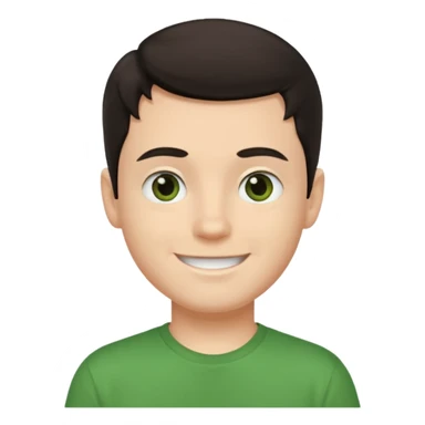 Um rapaz branco de olhos e cabelos escuros e camiseta verde sticker