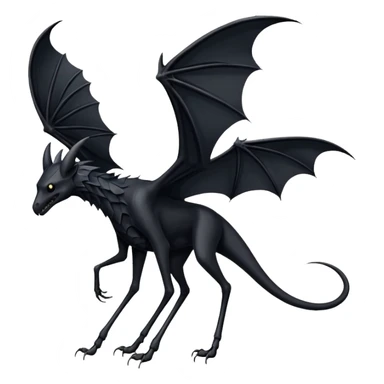 thestral: Winged horses visible only to those who have witnessed death and understand its significance. Can u make it thinner? Like an achal tekkine? Long legs, wings like from a bat sticker
