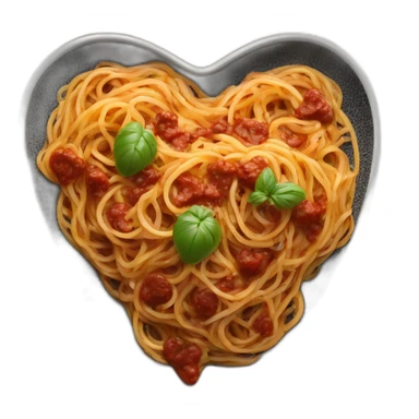 Heart shape spaghetti and sauce on black heart plate sticker
