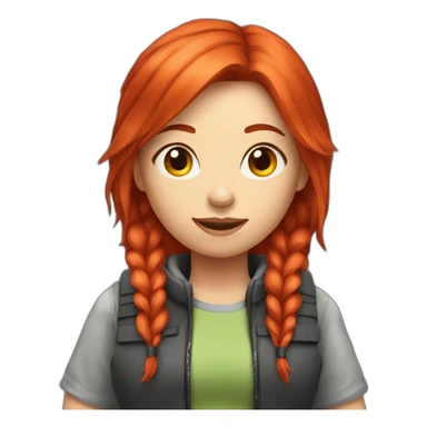 red hair gamer girl sticker