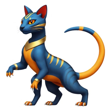 Salandit-Torracat-Bastet-Fakémon-hybrid-creature (full body)  sticker