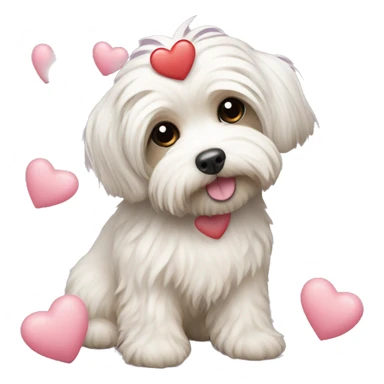 havanese Puppe with alot of hearts around her Head  sticker