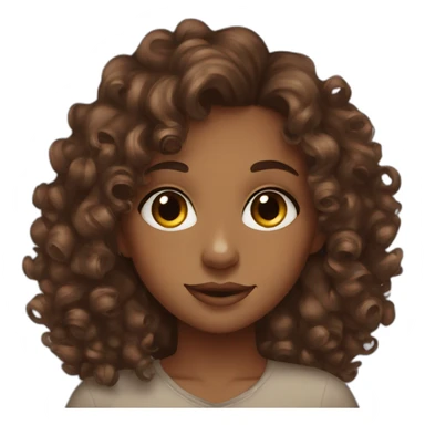 Brown girl curly hair brown eyes sticker