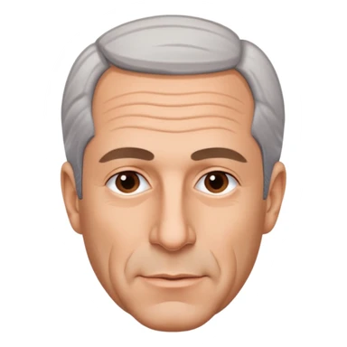 Create an Apple iOS emoji-style portrait of Jeffrey Epstein: clean vector shapes, smooth gradients, neutral expression, plain background, centered head-and-shoulders, high resolution. sticker