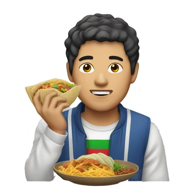 Asian guy with Mexican food sticker