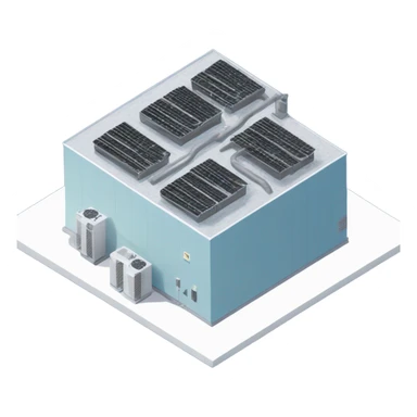 Data centre project with a chiller on the roof blowing up sticker