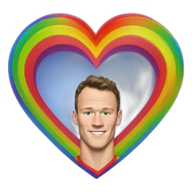 Jonathan Toews inside a rainbow heart sticker