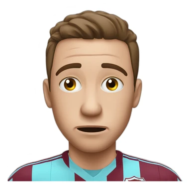 West ham fan crying in shirt with tears sticker