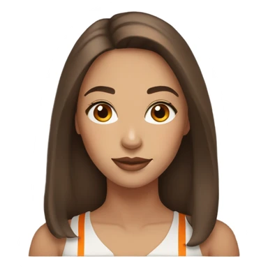 Woman with brown hair and orange stripes, brown eyes, and nude brown lips  sticker