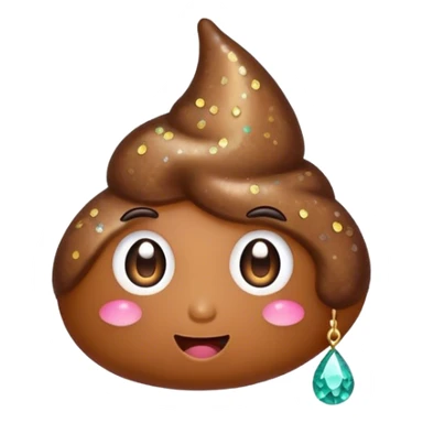 poop wearing a sparkly earring sticker