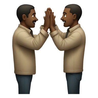 two men facing off with hands up sticker