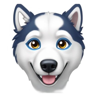 Husky blanc yeux bleu poil un peu court et souriant sticker