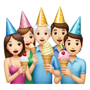 two people social at party with icecream sticker