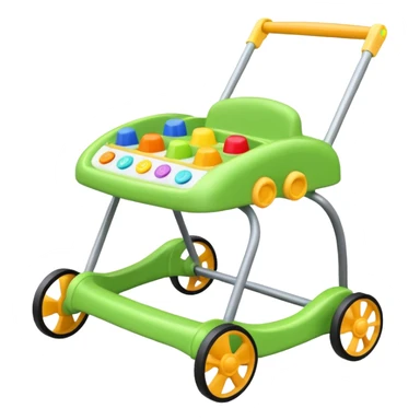 green baby walker with toys on it sticker