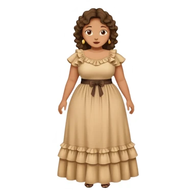 Can you make and she’s wearing a dress like a ruffles and her hand is on her waist and she’s fat sticker