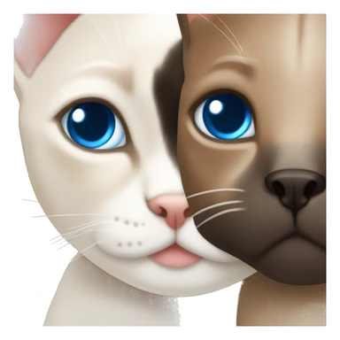 Siamese cat Hug white boy brown hair blue eyes sticker
