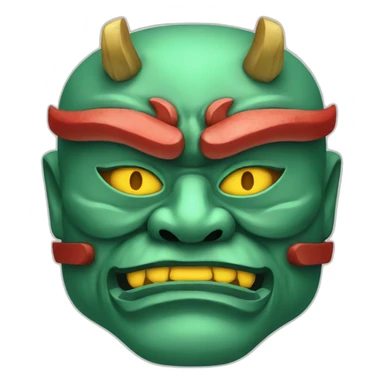esmerald japanese oni mask sticker
