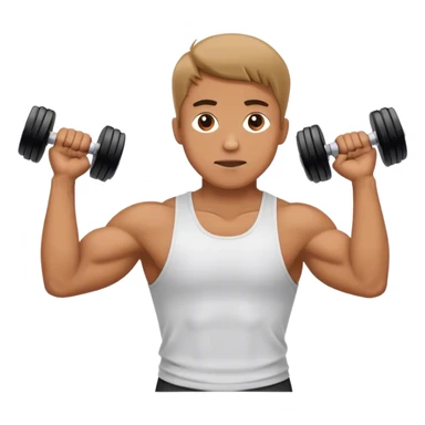 man shrugging shoulders up, and holding dumbbells by his body side sticker