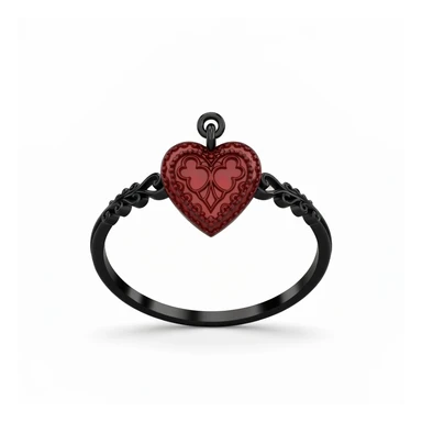 goth heart ring, cute, expressive, minimal, transparent background sticker